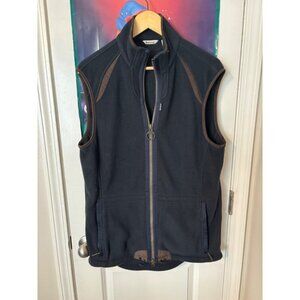 Barbour Fleece Vest Full Zip Pockets Brown Trim Menswear Layering
